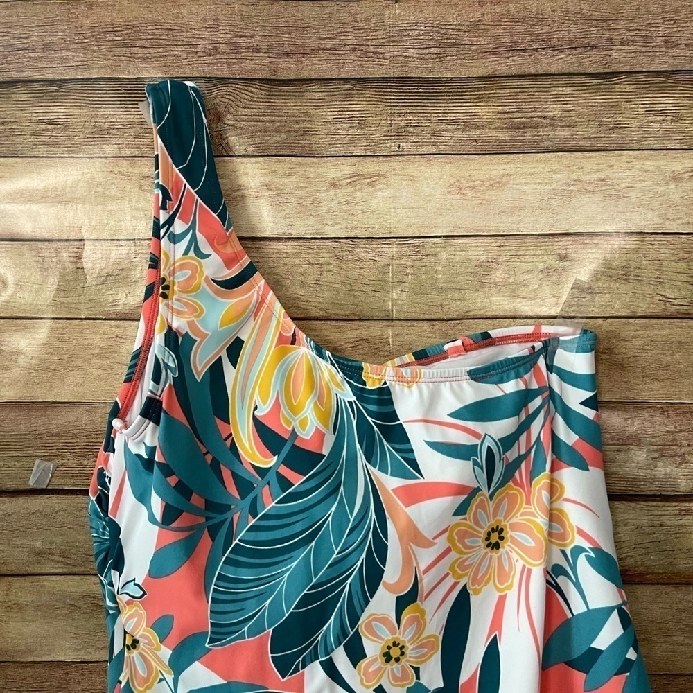 Jantzen Women’s Rainforest One Shoulder One Piece Floral Swimsuit Size: 16 - Picture 9 of 12